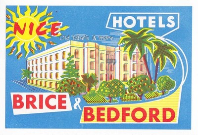x2549 Hotel Brice & Bedford NICE Côte d Azur luggage label Kofferaufkleber