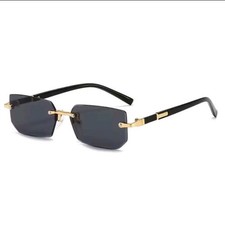 Rimless Rectangle Sunglasses Vintage Small Square Sun Glasses Men Women Fashion