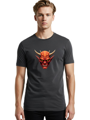 Oni-Mask(2) Mens Graphic Tee, 100% Cotton, Casual Summer Wear