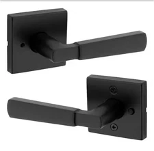 Kwikset Perth Matte Black Reversible Square Straight Bed/Bath Door Handle