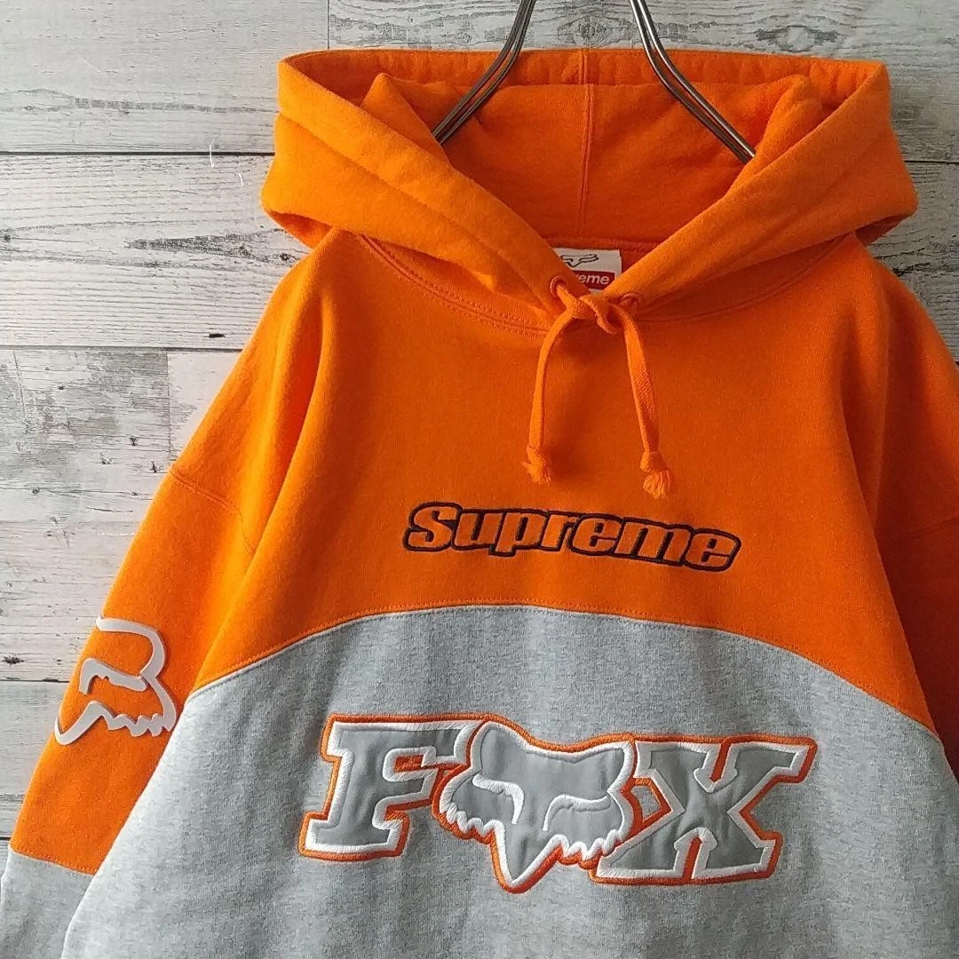 Sweat à capuche homme Supreme L difficile à trouver Fox Racing brodé grand logo iconique occasion