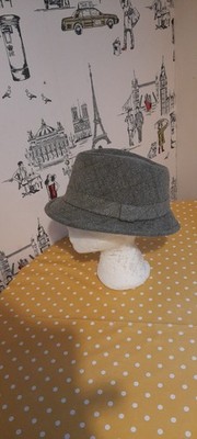PJ Powell grün Tweed Trilby Wollmix Satin gefüttert Country Outdoor Hut Gr. 57 
