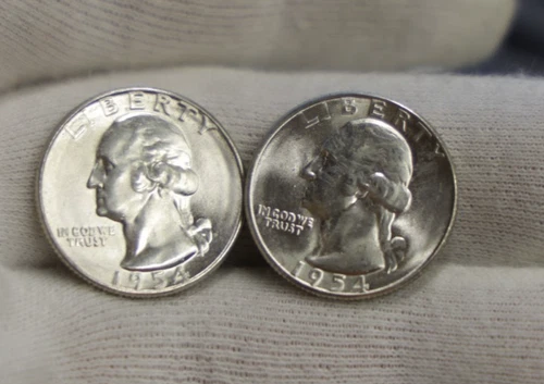 (2) 1954 S US Washington Quarters 25c Nice Unc From Original Roll