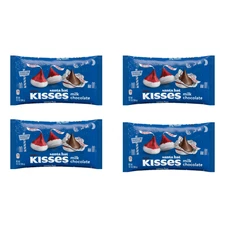 Kisses Holiday Milk Chocolate Santa Hat Kisses Bulk Pack of 4 Bags Bundle