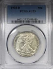 1938-D Walking Liberty Half Dollar PCGS AU55 Circulated Key Date 50C