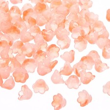 Glass Trumpet Flower Beads, 100 Pcs Gradient Flower Bead Charm, Orange