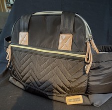 Skip Hop-Black Quilted Diaper Bag-3 Top Zippered Pockets, Inside Side Pockets