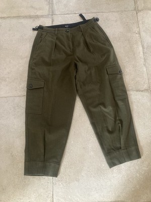 ME+EM CARGOHOSE WOLLMISCHUNG UK 12 VIELE TASCHEN SEHR GUTER ZUSTAND FARBE KHAKI GRÜN