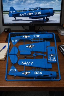 3D Printed Marine Blue T-6 Texan Model Kit   DIY Aircraft Build 