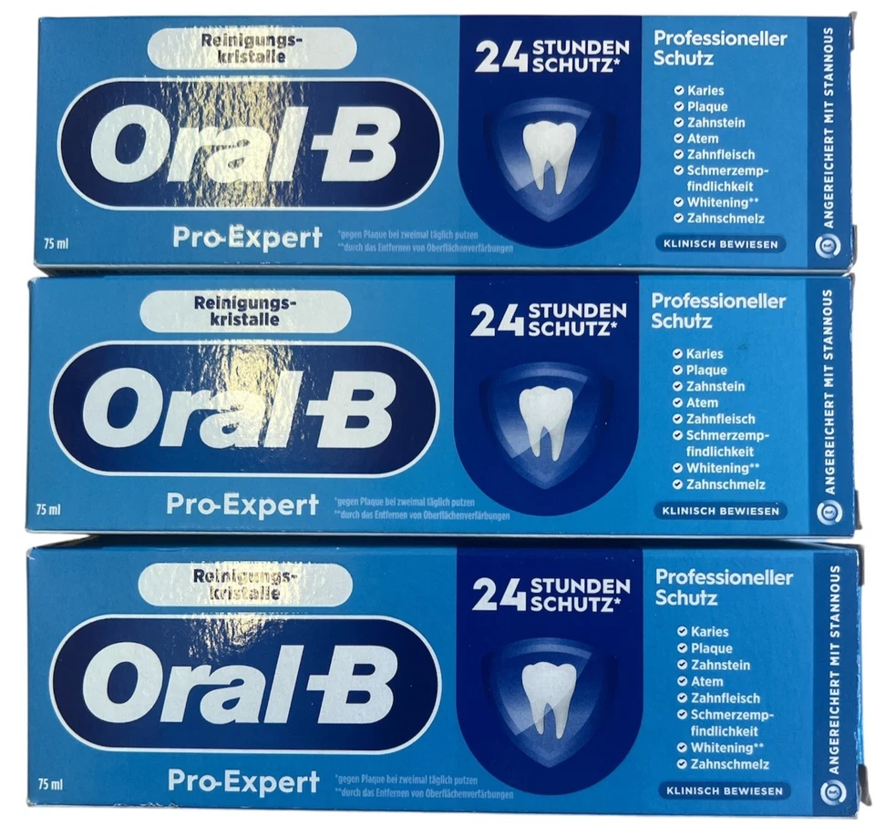 3 x Oral-B Zahnpasta Pro-Expert Professioneller Schutz Zahnpasta, (3 x 75 ml)