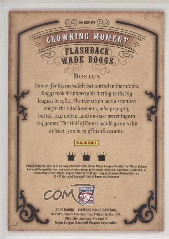 2019 Panini Diamond Kings DK Flashbacks Wade Boggs #DKF-WB HOF - Image 2 of 2