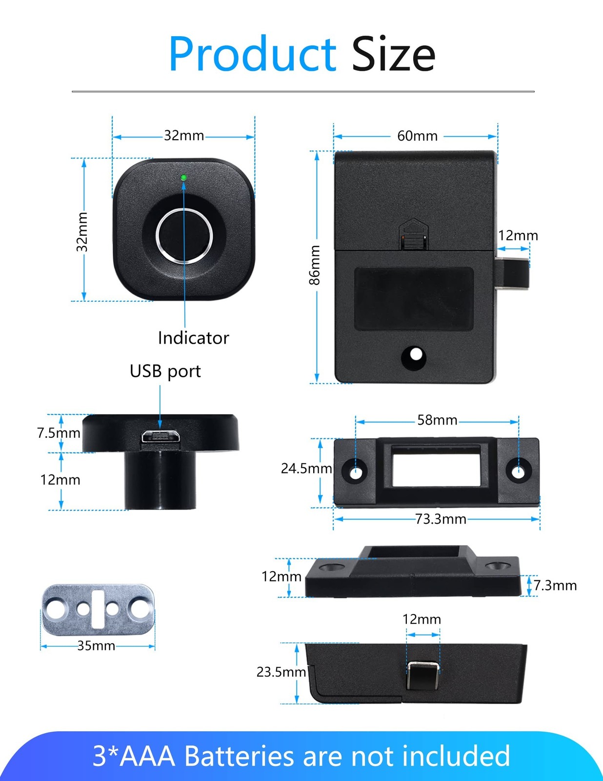 SUMNEW Fingerprint Cabinet Lock, Smart Biometric, Fit for Keyless Hidden File...