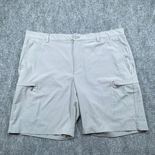 Izod Shorts Mens 40 Gray Elastic Waist Flex Cargo Zip Flat Front Pockets Stretch
