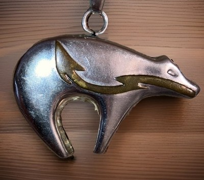 Handmade Silver 925 w gold fill Arrow Heart Bear Pendant & Necklace 20  READ