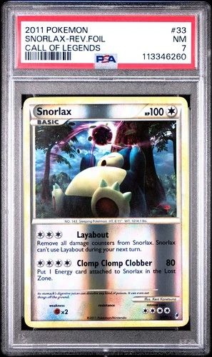2011 POKEMON CALL OF LEGENDS SNORLAX #33 REVERSE PSA 7 NM #113346260