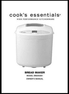 Manual Fits Cooks Essentials Horizontal 2.0-Lb Bread Machine & Recipes BM2002B1