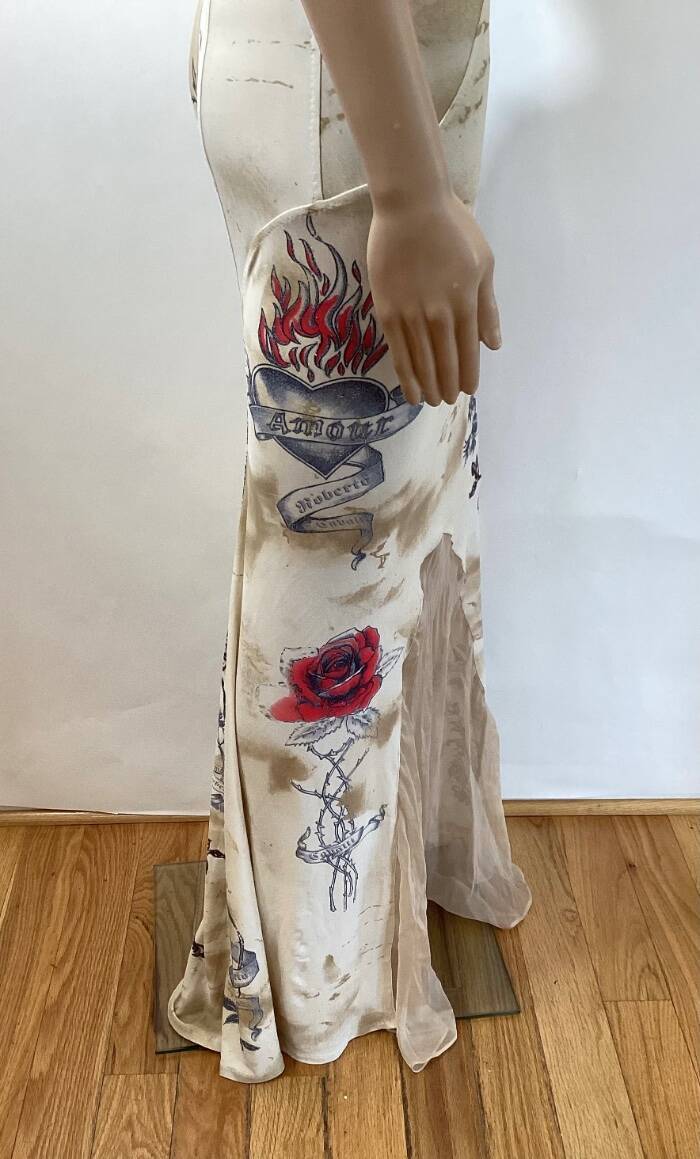 ROBERTO CAVALLI SS/2003 VINTAGE TIGER TATTOO PRINT OPEN BACK ROBERTO CAVALLI SS/2003 VINTAGE TIGER TATTOO PRINT OPEN BACK