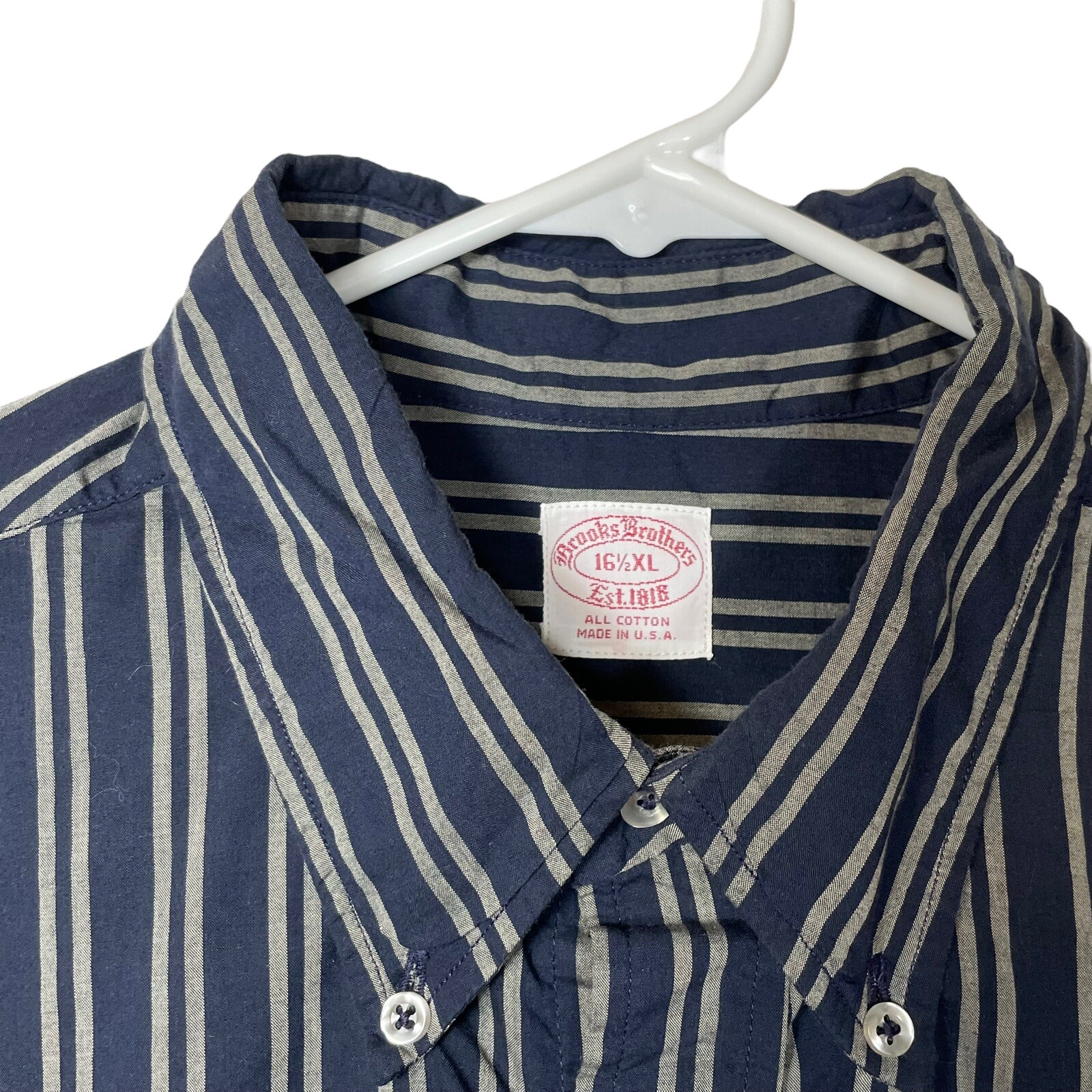 Brooks Brothers All Cotton Button Up Shirt Mens 16 5 XL Black Gray brooks-brothers-all-cotton-button-up-shirt-mens-16-5-xl-black-gray