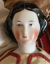 1860 Civil War Era China Head Doll, Very Rare Hairstyle 19  Jenny Lind W/Outfit