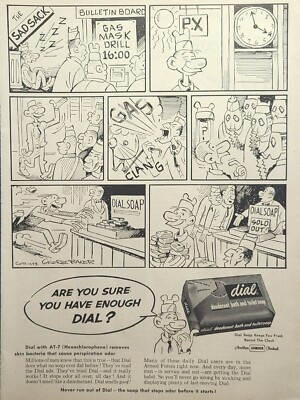 #ad #ad Dial Soap The Sad Sack Funny PX Cartoon Gas Mask Drill Vintage Print Ad 1953 $16.77