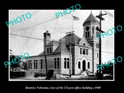 OLD 8x6 HISTORIC PHOTO OF BEATRICE NEBRASKA US POST OFFICE BUILDING c1900