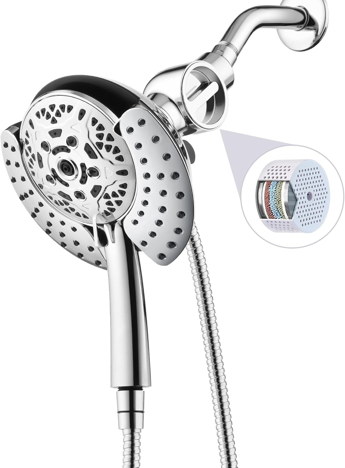 2-in-1 Filtered Shower Head Set: Rain & Handheld with 10 Massage Settings
