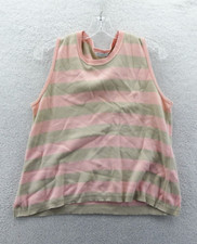 Joan Vass Tank Sweater Small Womens Pink Brown USA Made Knit Sleeveless Pullover