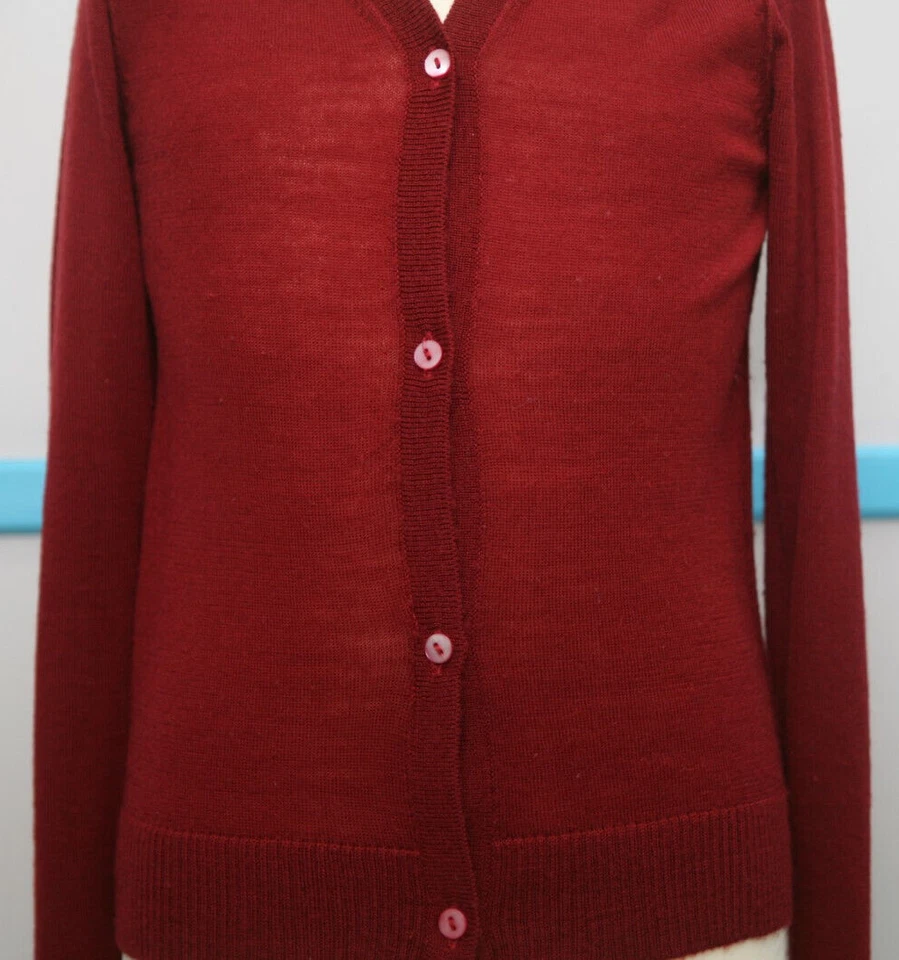 8 Ans GILET laine tricot très fine jauge Fille BONPOINT bordeaux - Photo 2/4