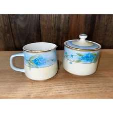 Blue Forget Me Not Brentwood Essence China Cream and Sugar Set