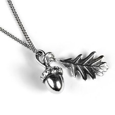 Acorn and Oak Leaf Necklace in Solid 925 Sterling Silver, Woodland Jewellery