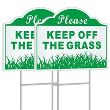 Keep Off The Grass Sign With Metal Stakes 2 Pack 12" x 9" Double Sided Keep D...