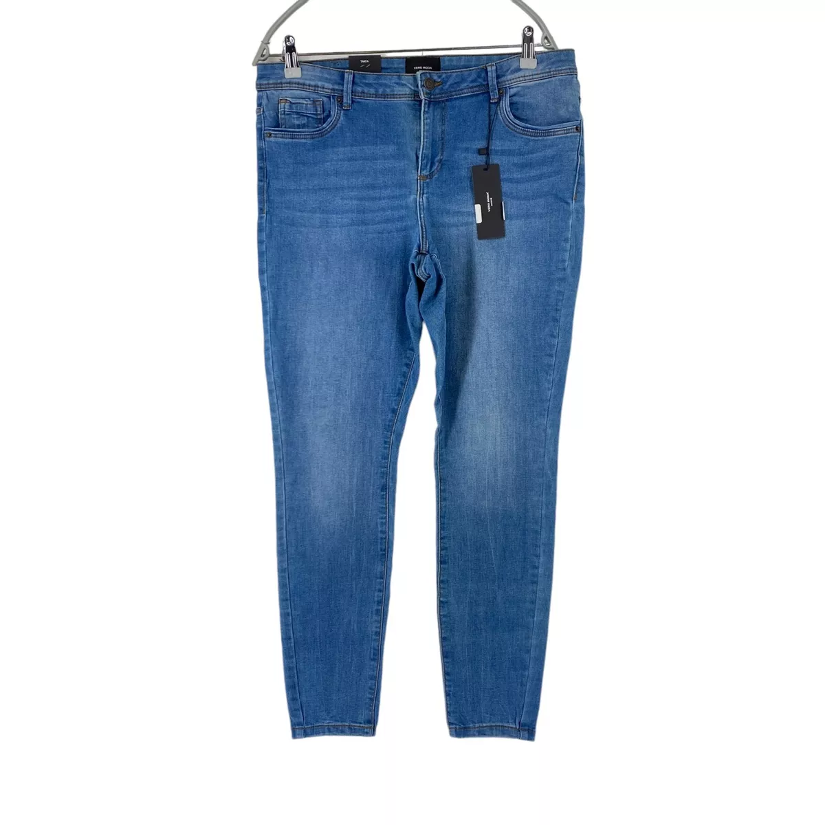 VERO MODA Tanya Femmes Bleu Taille Moyenne Jeans Coupe Slim Taille