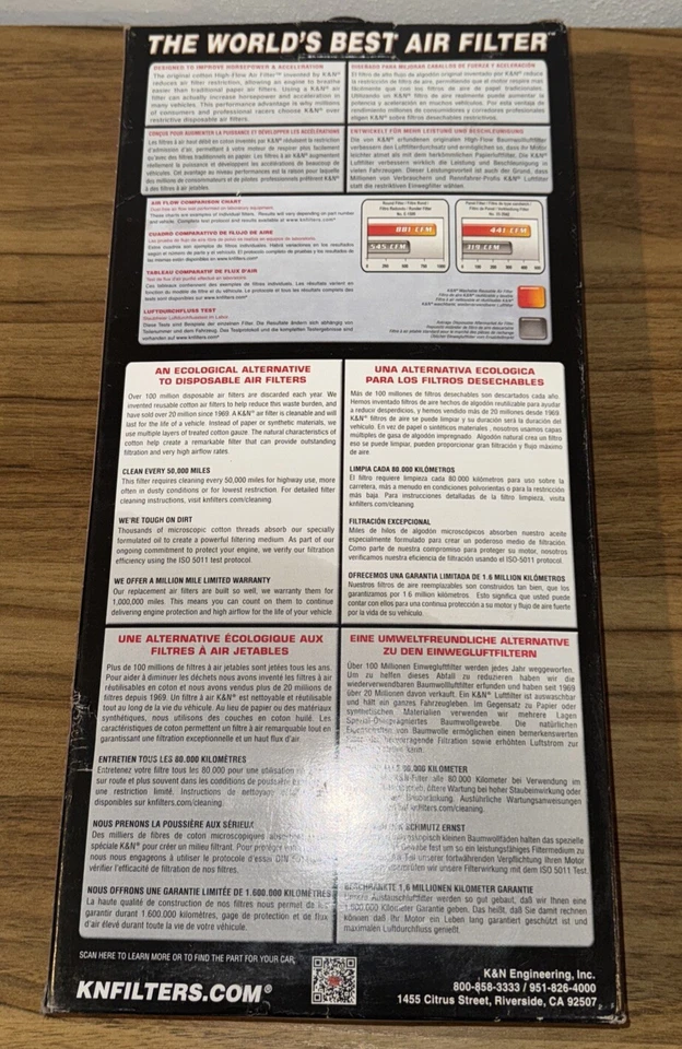 Filtro de admisión de aire K&N 33-2248 para Ford F-250/350/450 1999-2003 7,3 L V8 diésel Foto 2 de 4
