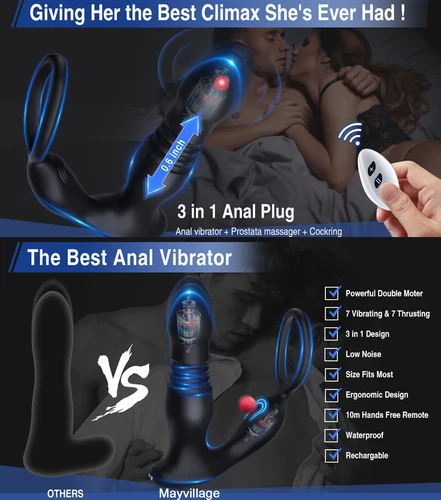 Male Prostate Massager Vibrator Thrusting Anal Butt Plug Dildo Sex Toys for Men - Picture 10 of 33