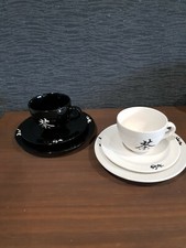 Kaffeegeschirr - Frühstücksgeschirr - schwarz/weiß - Asia-Dekor - 2 Pers.
