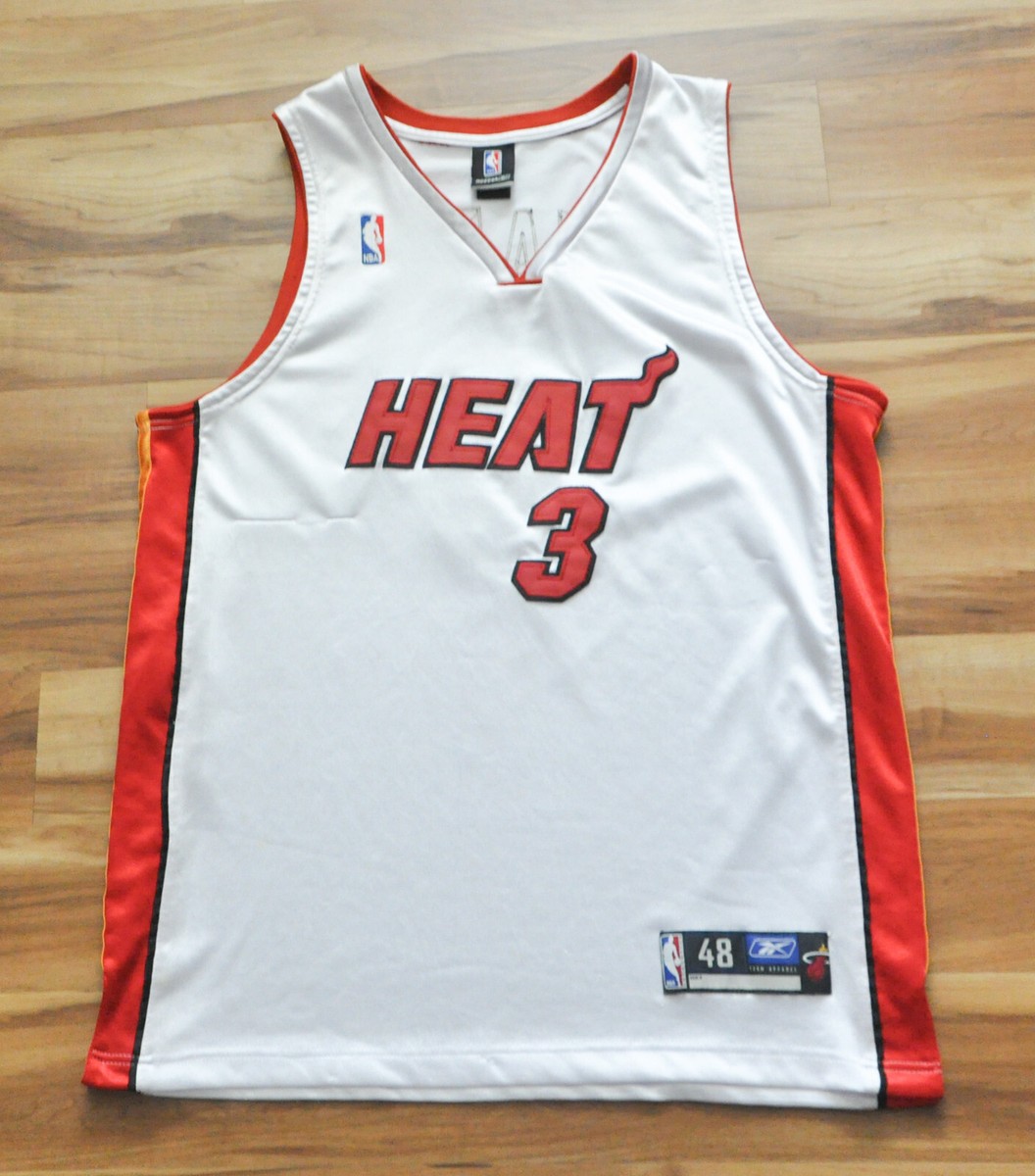 Dwyane Wade Miami Heat Reebok Jersey White Sewn NBA Men 48 XL