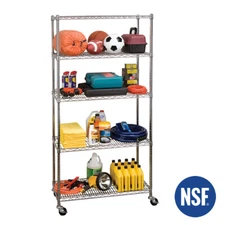 Seville Classics Ultradurable 5-Tier NSF Steel Shelving, 36" W X 18" D X 72" H