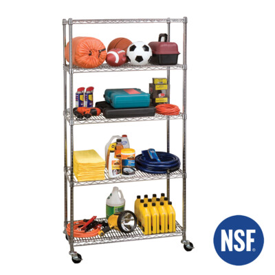 Seville Classics Ultradurable 5-Tier NSF Steel Shelving, 36'' W X 18'' D X 72'' H