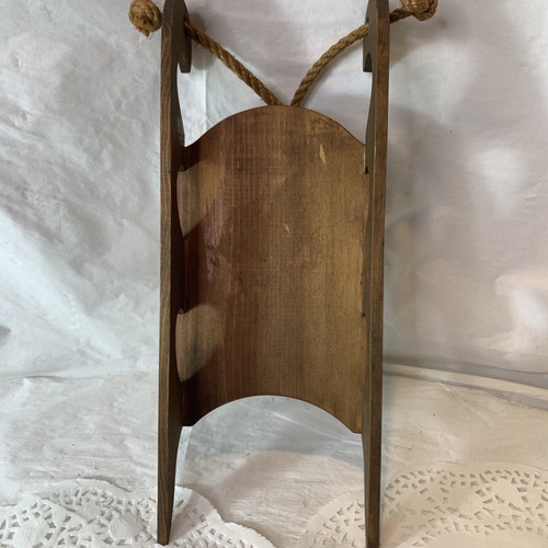 Vintage Handmade Wooden Noel Santa Sled Wall Hanging Décor 13.5 Inches Tall - Picture 7 of 10