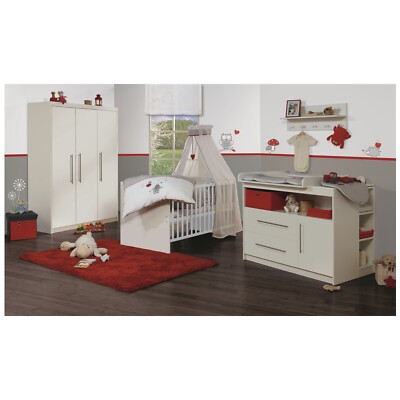 Roba Kinderzimmer - Set MAREN 3-teilig mit breiter Wickelkommode Dekor weiß TOP