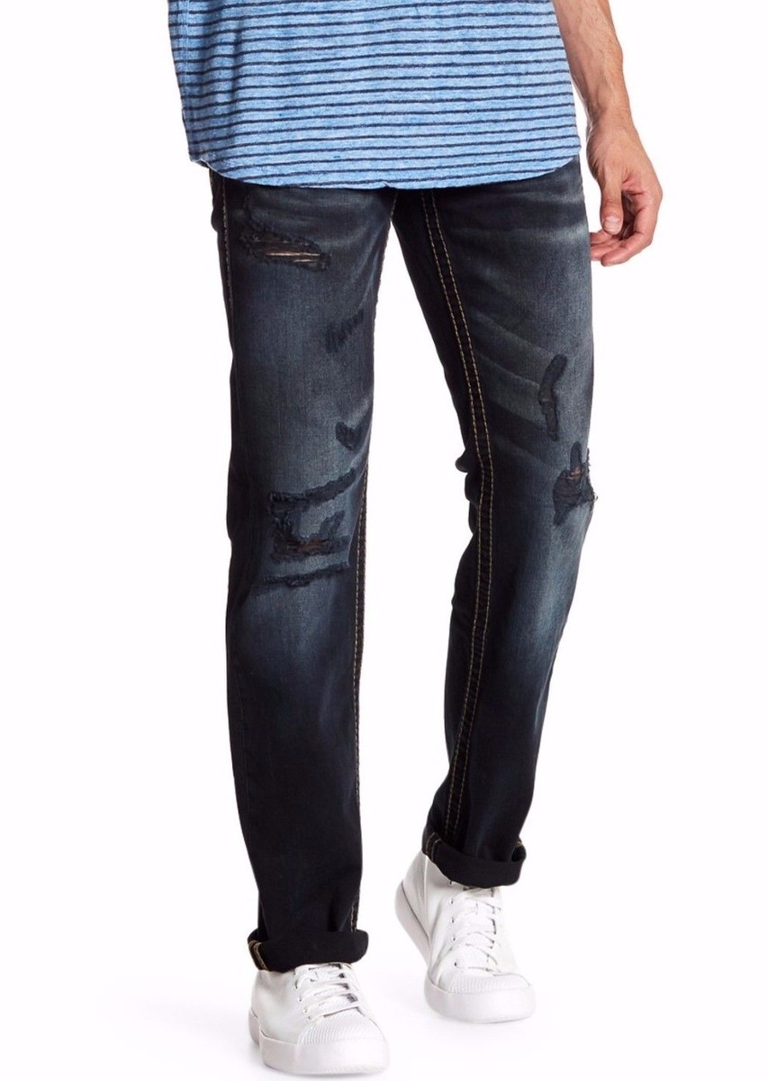 $239 NWT TRUE RELIGION Sz32 STRAIGHT W/FLAP BIG T JEANS MOONLIGHT