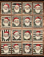 Striped Santa Square Die Cut Vinyl Stickers Set Scrapbooking Laptop WaterBottle