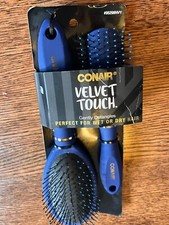 Conair Velvet Touch Hair Brushes Gently Detangles Wet Or Dry Hair 2 Brushes
