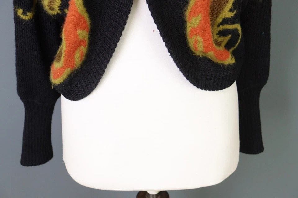 Suéter Cárdigan Mondi Vintage Talla 40/L Lana Angora Tejido Floral Foto 2 de 4