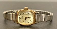 Women's Timex Quartz Gold Tone Watch & Stainless Stretch Band. New Battery