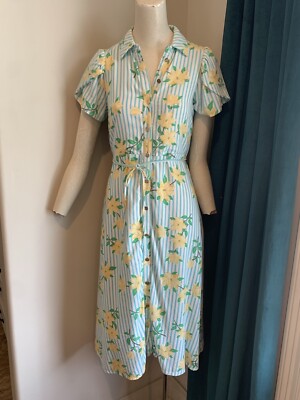 blue striped floral dress Women's The Space Between Blue Stripe Embroidered Eyelet Maxi Dress | Size: L main image 0