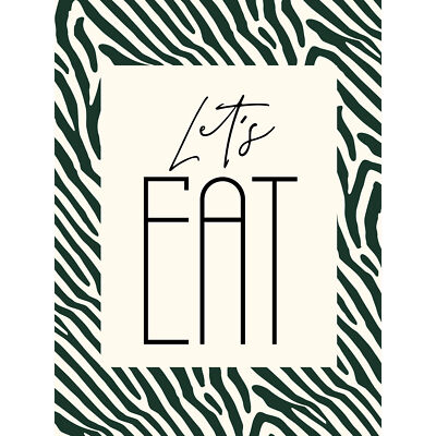 Küche Zebra Lets Eat Typografie riesiges Wandbild Poster Druck