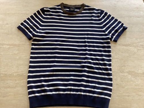 Mens Massimo Dutti Navy Knit Shirt Size Medium M