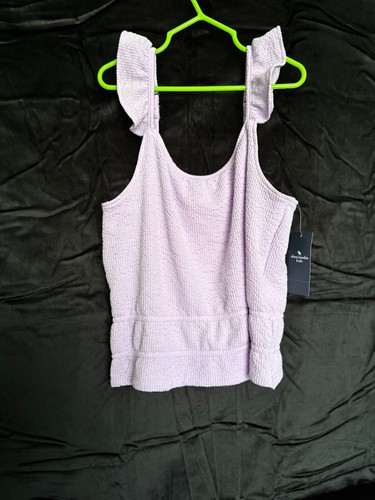 Abercrombie Kids sleeveless lavender top with ruffle/adjustable straps, sz 11/12 - Picture 2 of 5