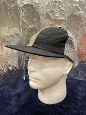 Capas 100% Linen 6 Panel Black Checkered Plaid Baseball Hat Cap USA Size M
